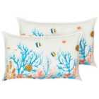 Beliani Set of 2 Decorative Cushions EELGRASS Cotton 30 x 50 cm Multicolour Animal Pattern
