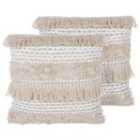 Beliani Set of 2 Decorative Cushions VILLUR Cotton 45 x 45 cm Beige Striped