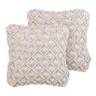 Beliani Set of 2 Decorative Cushions KIZKALESI Cotton 45 x 45 cm Light Beige Geometric Pattern
