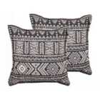 Beliani Set of 2 Decorative Cushions SIRVAN Cotton 45 x 45 cm Black Geometric Pattern