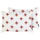 Beliani Set of 2 Decorative Cushions VELLEIA Cotton 50 x 35 cm White Geometric Pattern