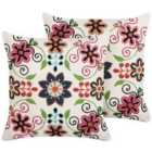 Beliani Set of 2 Decorative Cushions BAHRAICH Cotton 50 x 50 cm Multicolour Floral Pattern