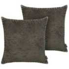 Beliani Set of 2 Decorative Cushions MELUR 45 x 45 cm Grey Solid