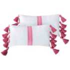 Beliani Set of 2 Decorative Cushions LOVELY Cotton 30 x 50 cm White Pink