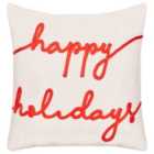 Beliani Throw Cushion EXACUM Velvet 45 x 45 cm White Christmas Motif