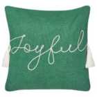 Beliani Throw Cushion ELETTARIA Cotton 45 x 45 cm Green Christmas Motif