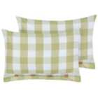Beliani Set of 2 Decorative Cushions TAMNINE 40 x 60 cm Light Green Checked
