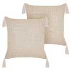Beliani Set of 2 Decorative Cushions HAKONE 42 x 42 cm Light Beige Geometric Pattern