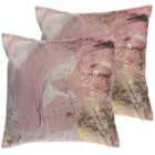 Beliani Set of 2 Decorative Cushions LANTANA 45 x 45 cm Pink Marble Effect
