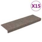 vidaXL Stair Mats 15 Pcs Needle Punch 65X21X4cm Cream