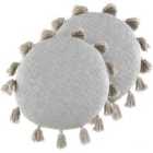 Beliani Set of 2 Decorative Cushions MADIA Cotton 45 x 45 cm Grey Solid