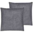 Beliani Set of 2 Decorative Cushions ASPIDISTRA Velvet 45 x 45 cm Grey Geometric Pattern