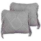 Beliani Set of 2 Decorative Cushions BESHAM Cotton 45 x 45 cm Grey Geometric Pattern