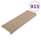 vidaXL Stair Mats Self-adhesive 15 pcs Dark Beige 65x21x4 cm