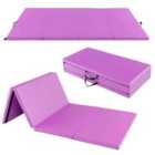 Costway 240 X 116 X 5 Cm Folding Soft Floor Mat With Carry Handles And Hook &amp; Loop Fasteners-purple