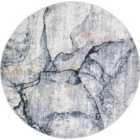 Livabliss Lyna Round Abstract Modern Marble Dark Blue Area Rug (200 x 200 cm)