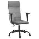 vidaXL Office Chair Height Adjustable Grey Mesh Fabric and Faux Leather
