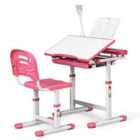 Costway Height Adjustable Kids Study Desk Table Chair Set With Lamp-pink