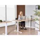 Beliani Electric Adjustable Standing Desk DESTINES Light Brown/ White 180 cm 72 cm