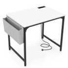 Costway Home Office Desk With Charging Station And Storage Bag-white