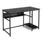 Costway Industrial Computer Desk With Storage Shelf And Cpu Stand-black