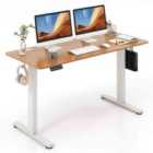 Costway 140 X 60 Cm Height Adjustable Standing Desk With 3 Memory Heights-natural