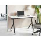 Beliani Foldable Office Desk BENDI White 120 cm 60 cm with Wheels