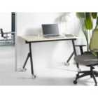 Beliani Foldable Office Desk BENDI Light Brown 120 cm 60 cm with Wheels