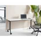 Beliani Foldable Office Desk CAVI White 160 cm 60 cm with Wheels