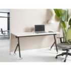 Beliani Foldable Office Desk BENDI White 160 cm 60 cm with Wheels