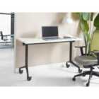 Beliani Foldable Office Desk CAVI White 120 cm 60 cm with Wheels