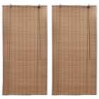 vidaXL Bamboo Roller Blinds 2 pcs 150 x 220 cm Brown