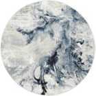 Livabliss Emma Round Abstract Modern Marble Dark Blue Area Rug (160 x 160 cm)