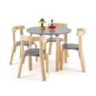 Costway 5 Pieces Kids Bentwood Curved Back Table And Chair Set-grey