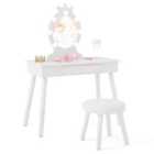 Costway Kids Vanity Set With Lighted Mirror And Adjustable Brightness For Kids Aged 3-7 Years Old-white