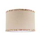 Happy Homewares Natural Oatmeal Linen Circular Lamp Shade with Colourful Floral Trims