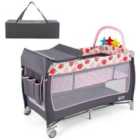 Costway 3 In 1 Baby Playard Portable Infant Nursery Center With Toy Bar-pink