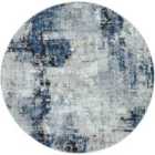 Livabliss Lena Round Abstract Modern Marble Denim Area Rug (200 x 200 cm)