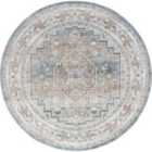 Livabliss Jennifer Round Machine Washable Oriental Boho Navy Blue Area Rug (200 x 200 cm)