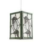 Happy Homewares Traditional Lantern Tiffany Pendant Lighting Shade with Butterflies