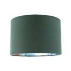 Happy Homewares Chic Emerald Green Linen Lamp Shade with Moroccan Scale Pattern Lining