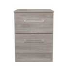 Welcome Furniture Ltd Worcester 2 Drawer Compact Bedside Cabinet in Grey Oak - Ready Assembled