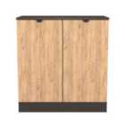 Welcome Furniture Ltd Bora 2 Door Cabinet in Gold Craft Oak & Graphite - Ready Assembled