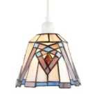 Happy Homewares Art Deco Tiffany Glass Pendant Lighting Shade in Purple and Soft Pink