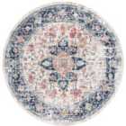 Livabliss Selma Round In- & Outdoor Oriental Boho Dark Blue Area Rug (160 x 160 cm)