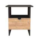 Welcome Furniture Ltd Bora Bottom Drawer Lamp Table in Gold Craft Oak & Graphite - Ready Assembled