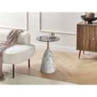 Beliani Side Table WABBY Tempered Glass White Marble
