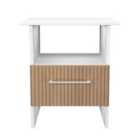 Welcome Furniture Ltd Worcester Bottom Drawer Lamp Table in Slat Effect & White - Ready Assembled
