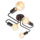 Happy Homewares Industrial Vintage Styled Matte Black Ceiling Light with Looping Arms