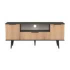 Welcome Furniture Ltd Hong Kong 2 Door 1 Drawer Wide TV Unit in Slat Effect & Graphite Black - Ready Assembled